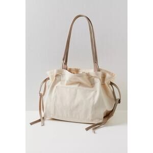 Free People Daybreaker Tote Oversized Canvas Bag in Saltwater Neutral Ivory